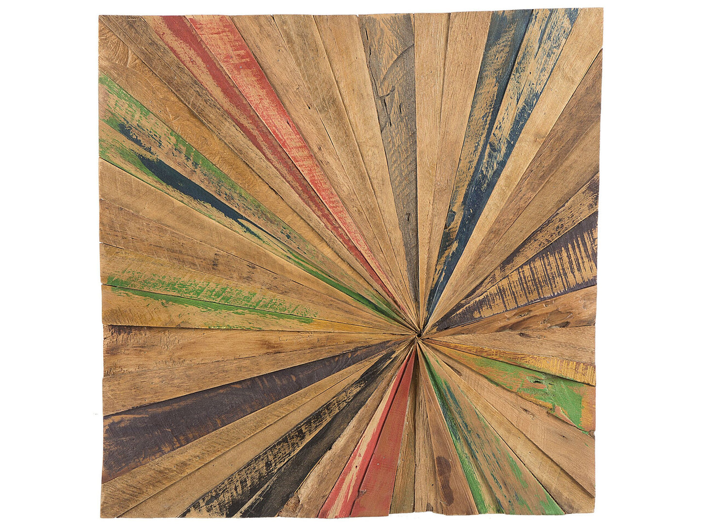 Timberline Teak Wall Art Multicolor Square 70 x 70cm Rustic Finish Handcrafted Living Room Decor