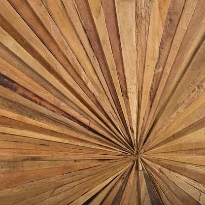 Teak Sunburst Wall Decor Art Hanging Untreated Wood Natural Finish Elegant Handcrafted