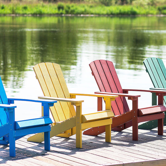 Garden Chair Yellow Weather Resistant Modern Wood Look