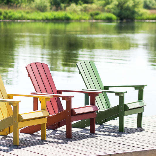 Garden Chair Green Weatherproof Modern Wood Look