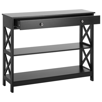 Sideboard 100 x 30cm Black With 1 Drawer And 2 Shelves
