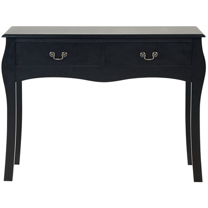 Black Console Table With Two Drawers Made From Manufactured Wood Vintage Hallway Furniture 100 x 35cm
