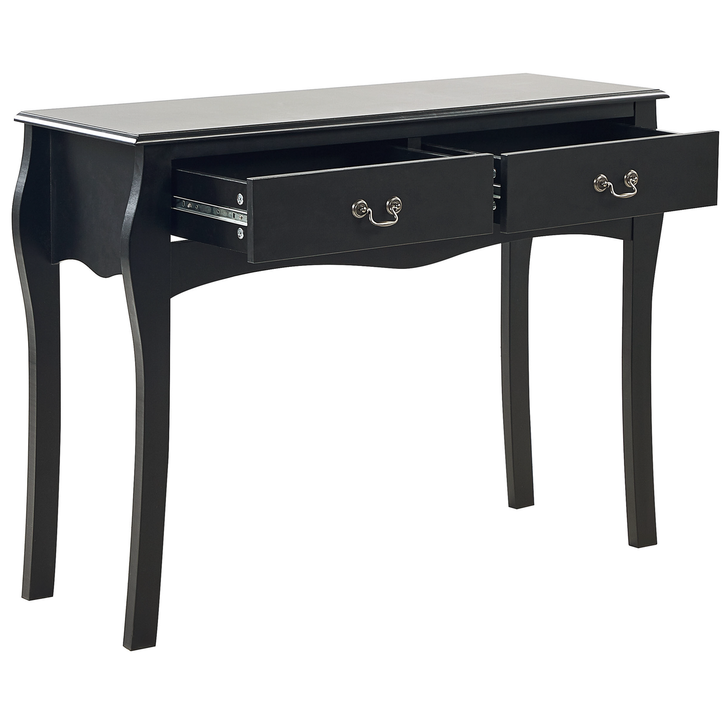Black Console Table With Two Drawers Made From Manufactured Wood Vintage Hallway Furniture 100 x 35cm