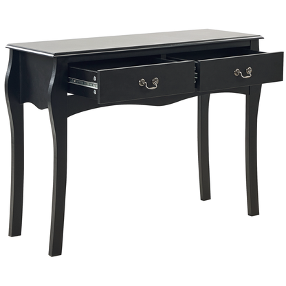 Black Console Table With Two Drawers Made From Manufactured Wood Vintage Hallway Furniture 100 x 35cm