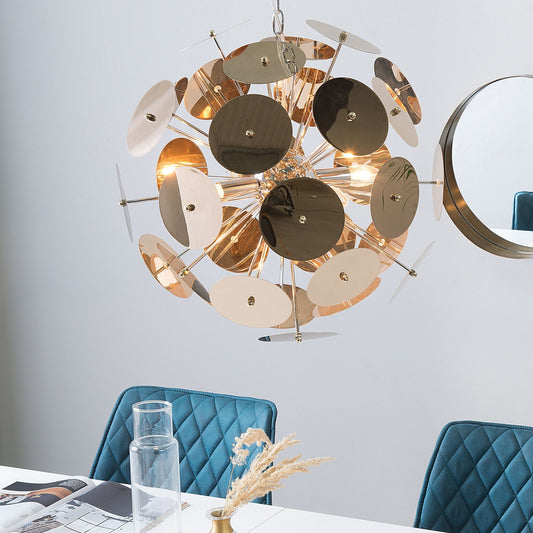 Copper Disk Pendant Lamp 4 Light Industrial Art Deco