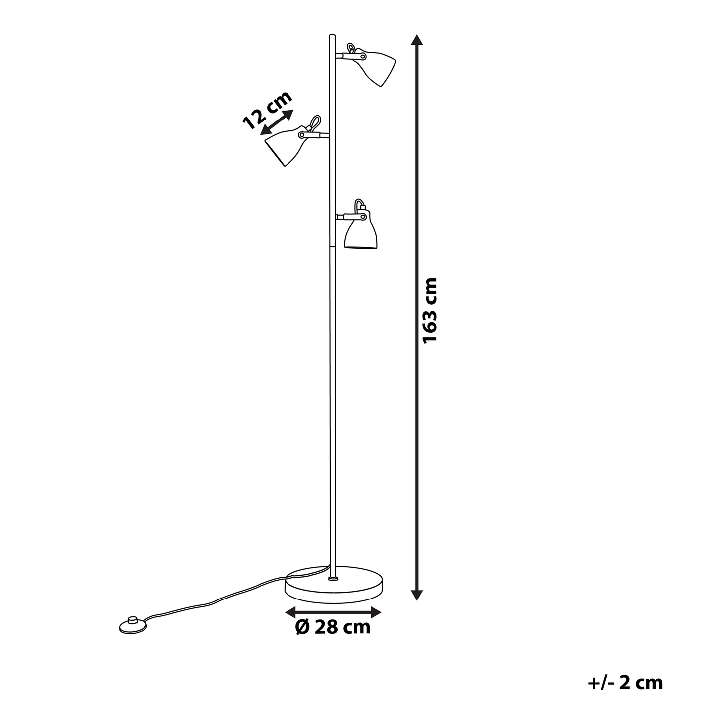 Floor Lamp 3 Light Grey Concrete 165cm Industrial