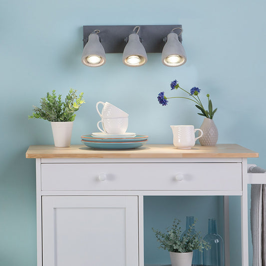 Three Lights Wall Lamp Grey Concrete Industrial Sconce With Adjustable Arms