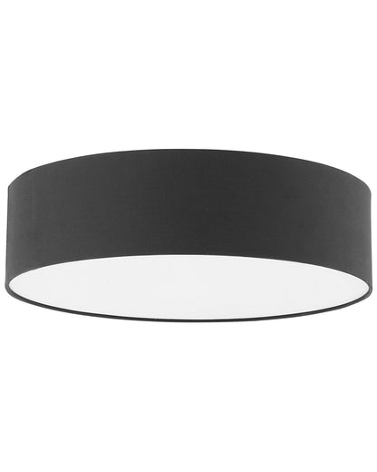 Flush Lamp Black Polycotton 45cm Boho