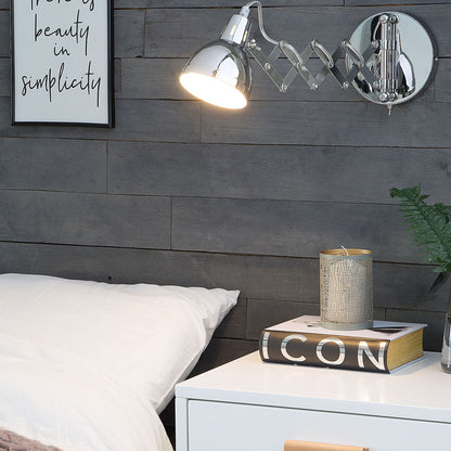 Wall Lamp Silver Metal Sconce Adjustable Swing Arm