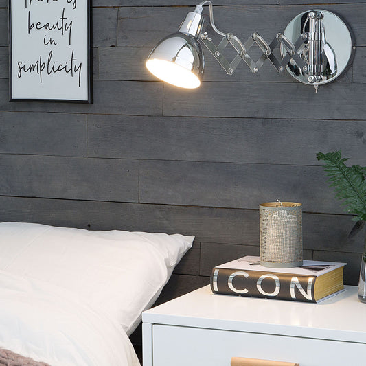 Wall Lamp Silver Metal Sconce Adjustable Swing Arm