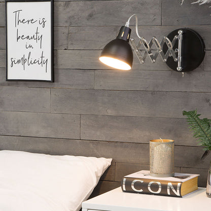 Wall Lamp Black Metal Sconce Adjustable Swing Arm Industrial