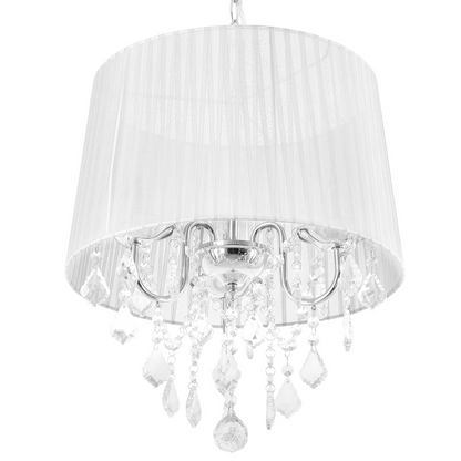 Glamora Pendant Lamp White Grey Crystal Chandelier 3 Lights