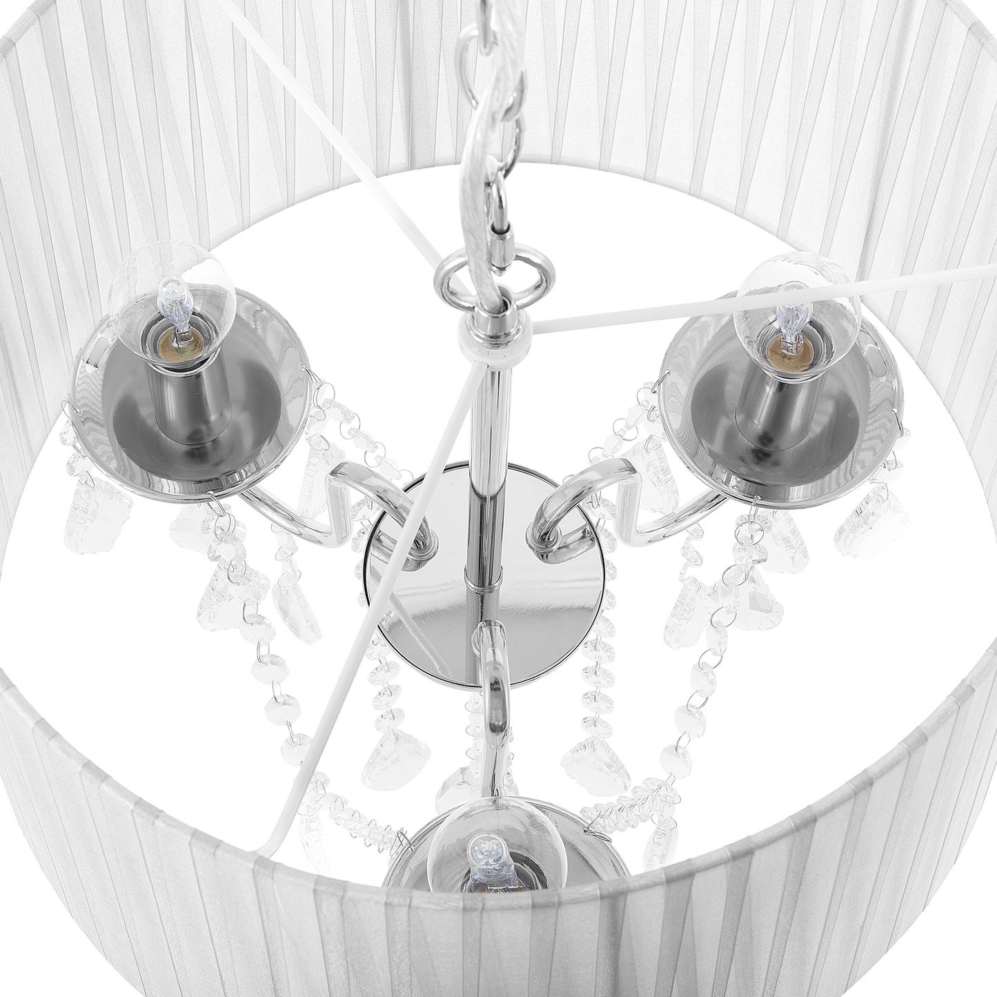 Glamora Pendant Lamp White Grey Crystal Chandelier 3 Lights