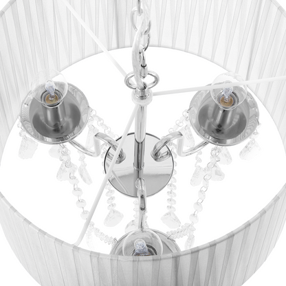 Glamora Pendant Lamp White Grey Crystal Chandelier 3 Lights