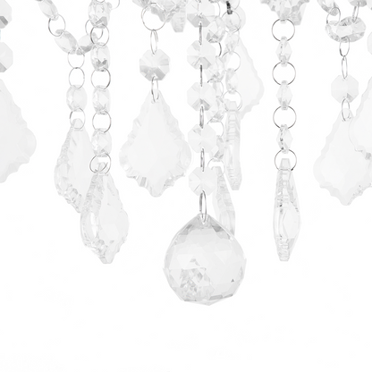 Glamora Pendant Lamp White Grey Crystal Chandelier 3 Lights