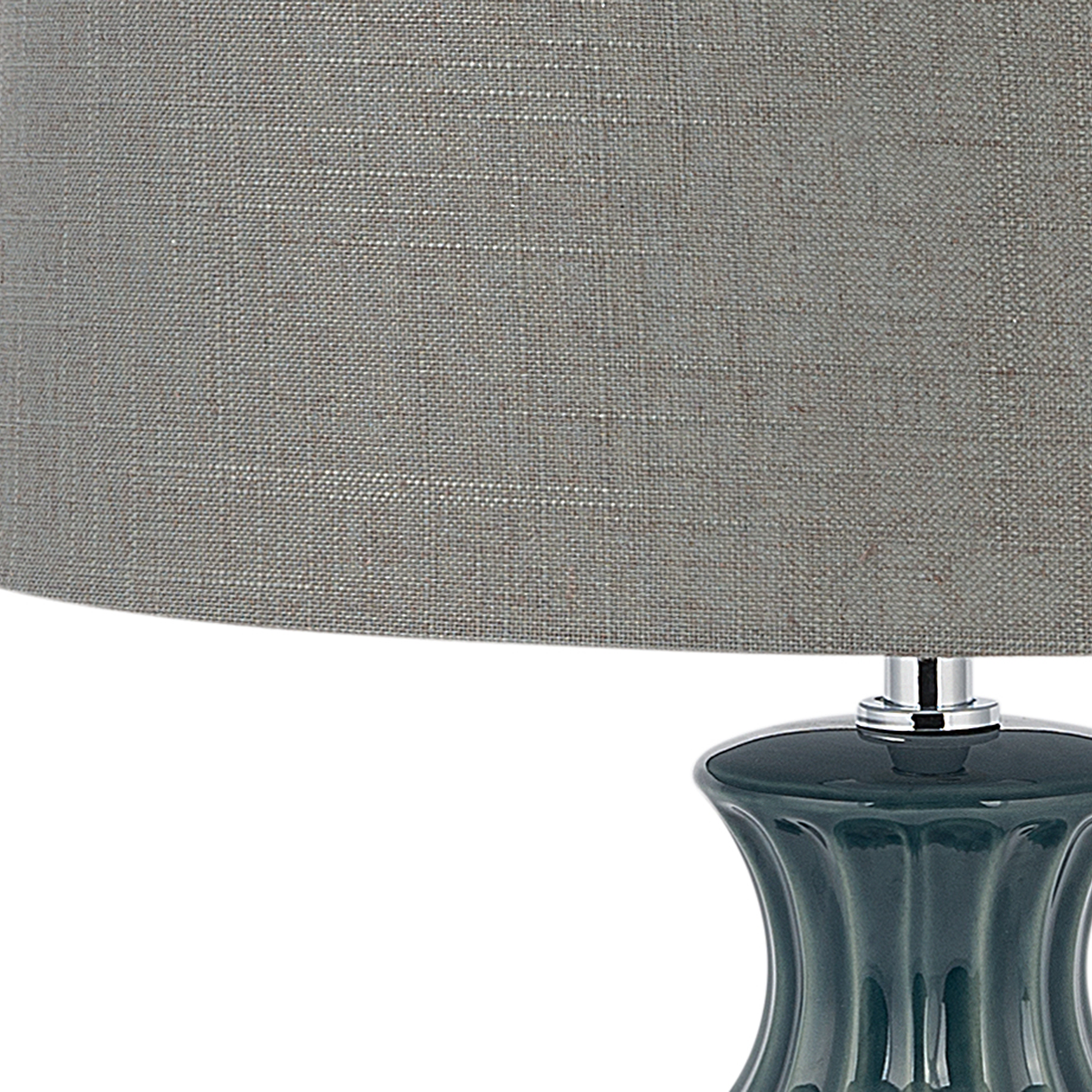 Green Ceramic Base Table Lamp with Grey Fabric Shade Modern