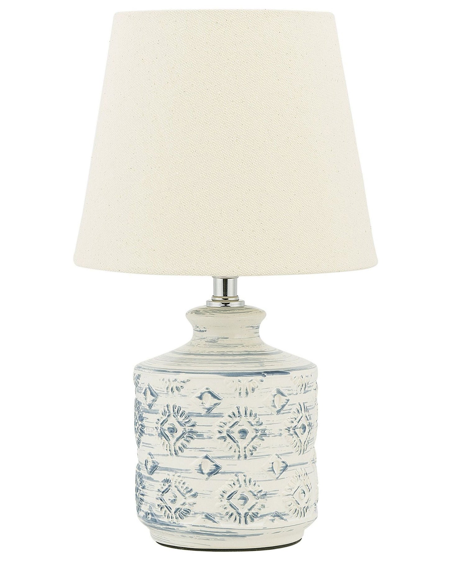 Beige and Blue Ceramic Base Table Lamp With Fabric Shade
