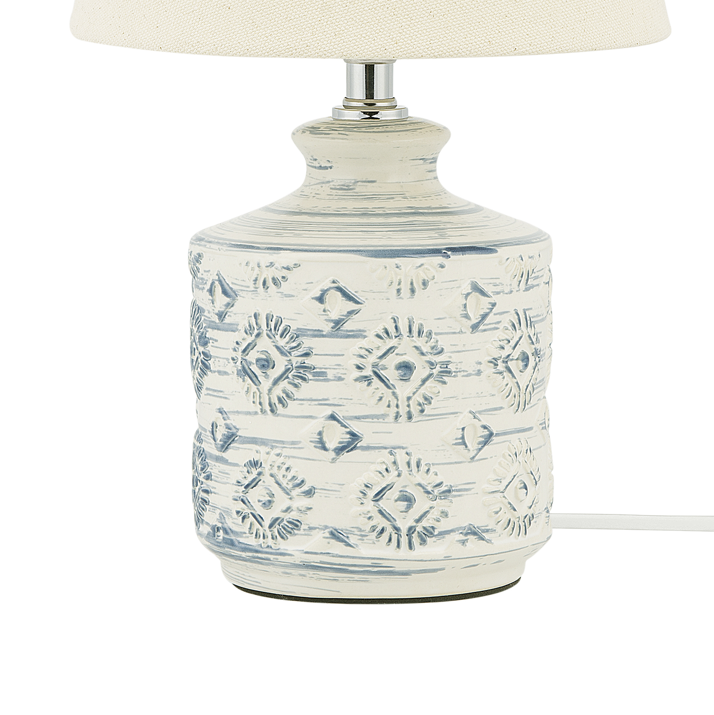 Beige and Blue Ceramic Base Table Lamp With Fabric Shade