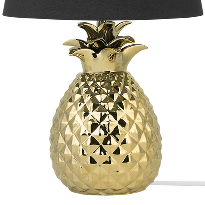 Pineapple Gold Table Lamp With Black Ceramic Base