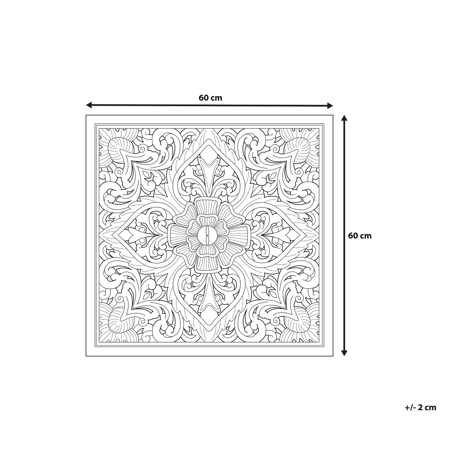 Damask Wall Decor 60 x 60cm Light Brown Square