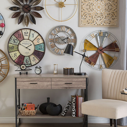 Aurum Gold Iron Frame Wall Clock Minimalist No Numbers 50cm