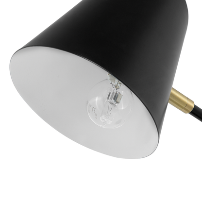 Table Lamp Black Metal Crane Arm Adjustable Spotlight Shade
