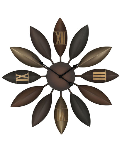 Elegant Living Brown Iron Flower Wall Clock 55cm Roman Numerals