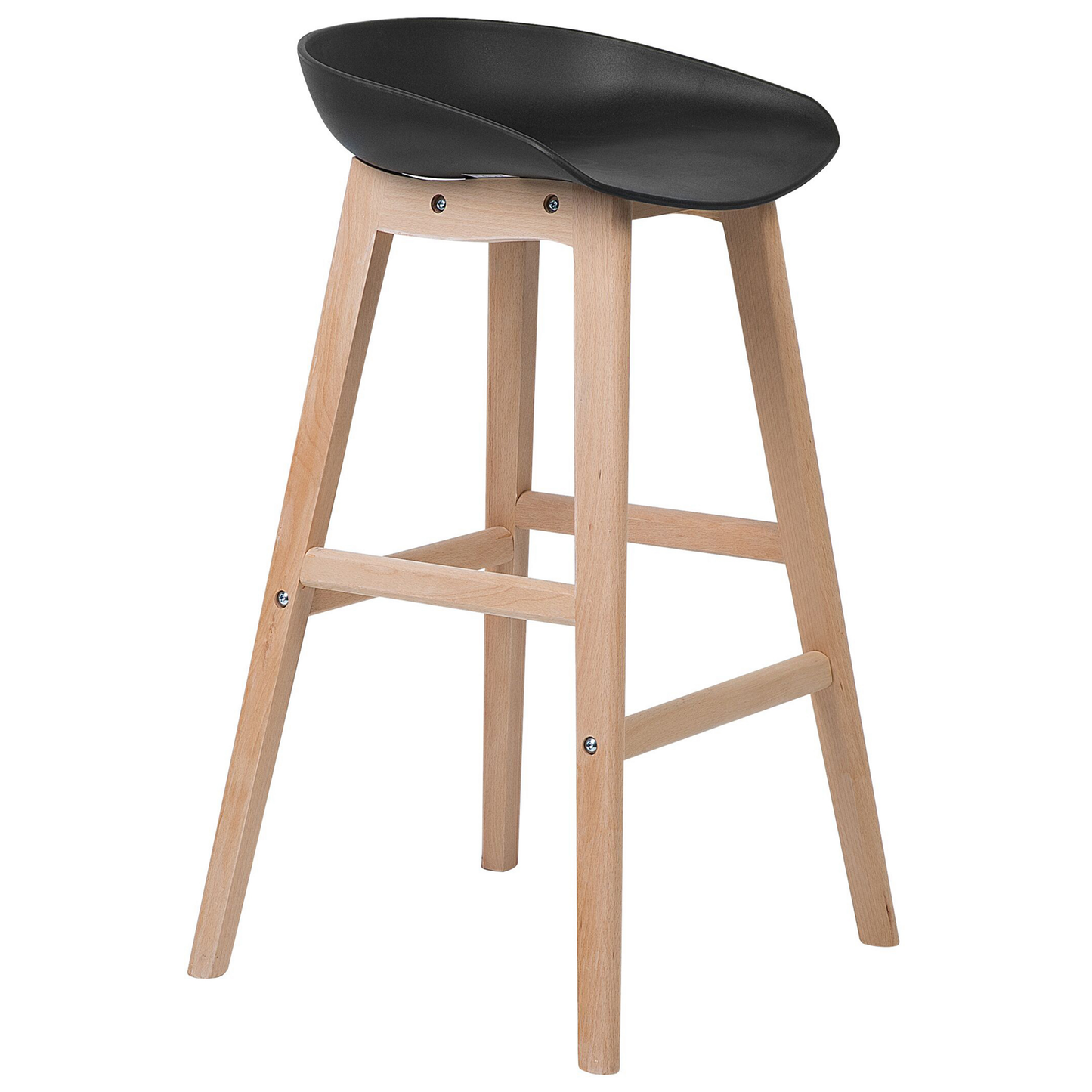 Nordic Living Set Of 2 Bar Stools 85cm Light Wood And Black Plastic