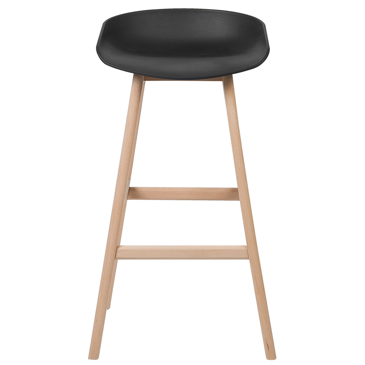 Nordic Living Set Of 2 Bar Stools 85cm Light Wood And Black Plastic