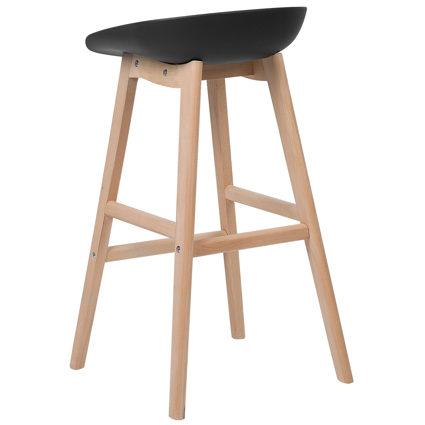 Nordic Living Set Of 2 Bar Stools 85cm Light Wood And Black Plastic