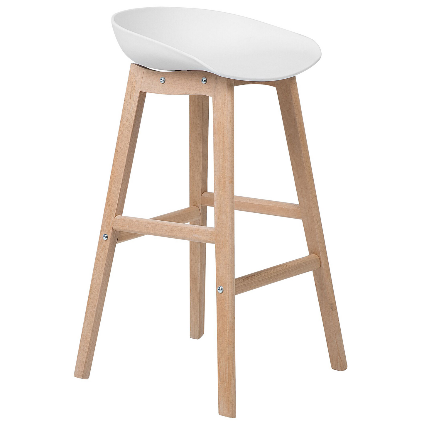 Set of 2 Bar Stools Light Wood White 85cm
