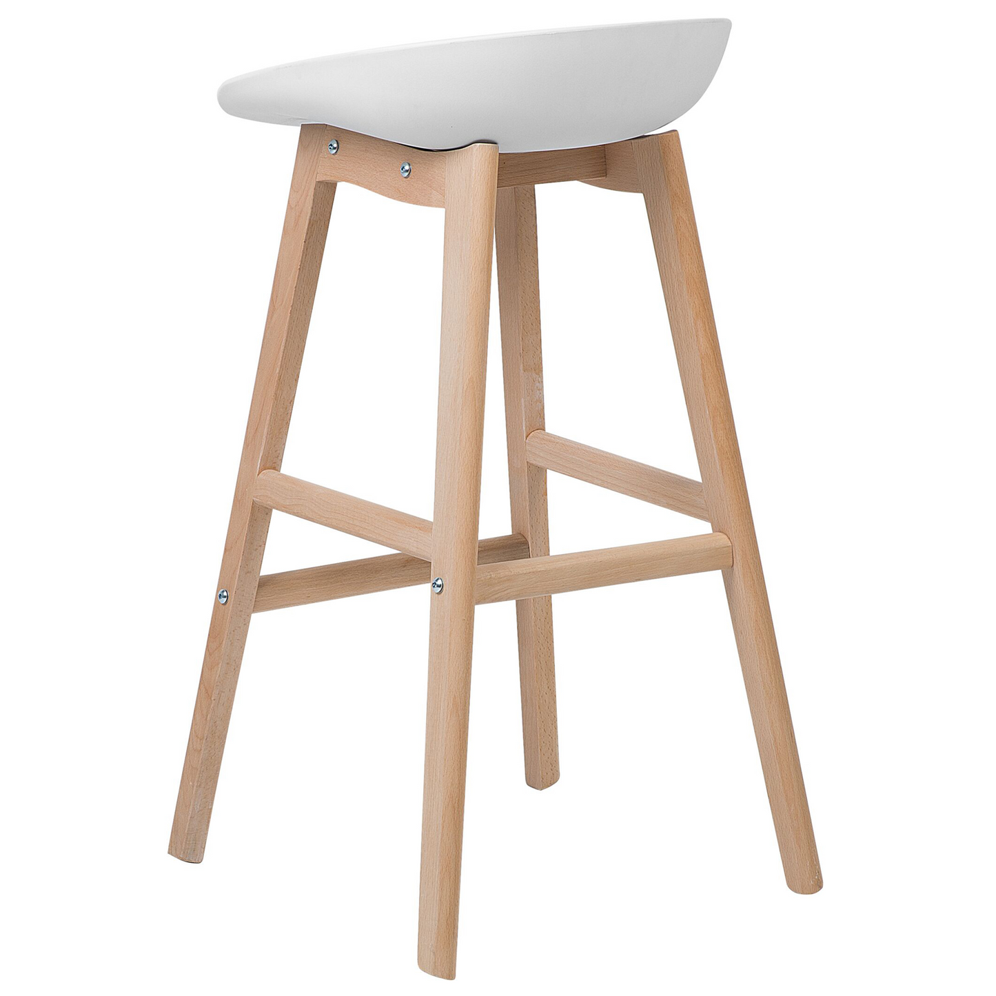 Set of 2 Bar Stools Light Wood White 85cm