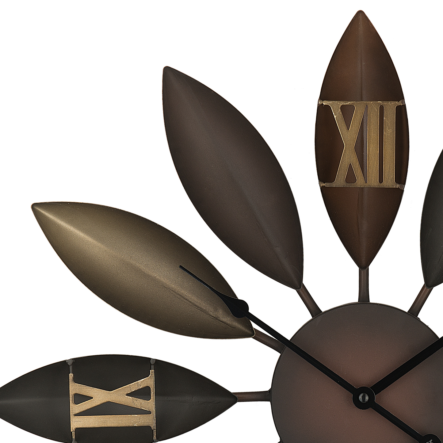 Elegant Living Brown Iron Flower Wall Clock 55cm Roman Numerals