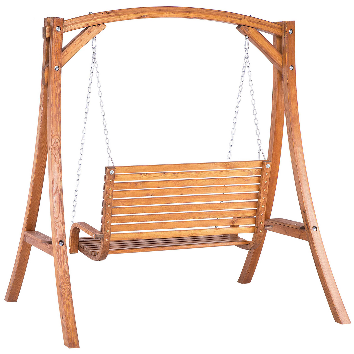 Larch Wood Frame Garden Swing 2-Seater Freestanding Teak Tone