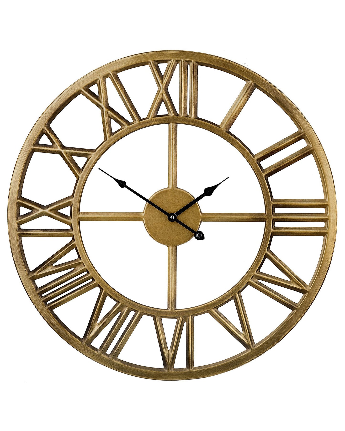 Timely Wall Clock Gold Iron Frame Classic Roman Numerals 61cm
