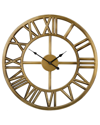 Timely Wall Clock Gold Iron Frame Classic Roman Numerals 61cm