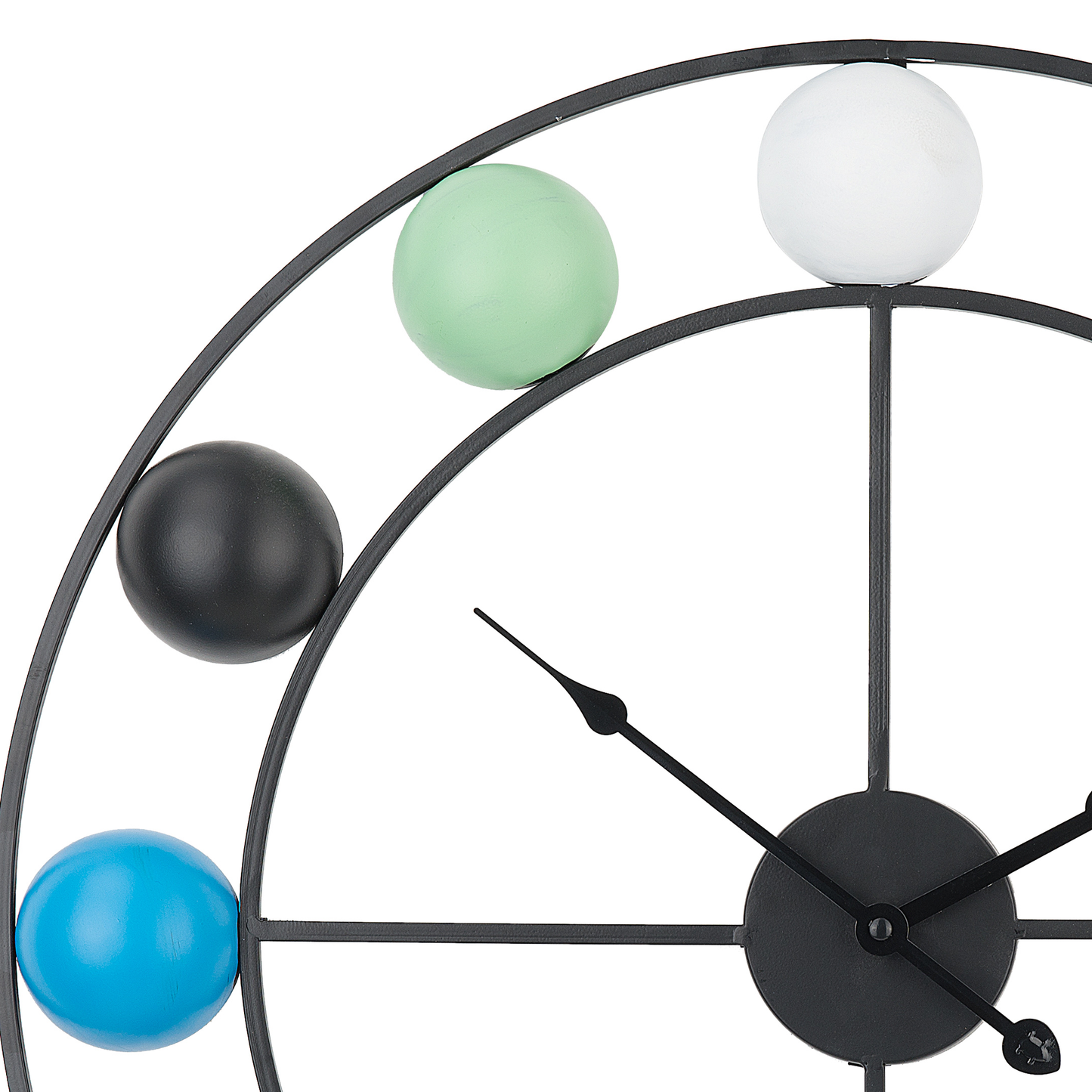 Wall Clock Multicolour Balls Distressed Iron Frame Round 56cm Timeless Vintage Modern Decor