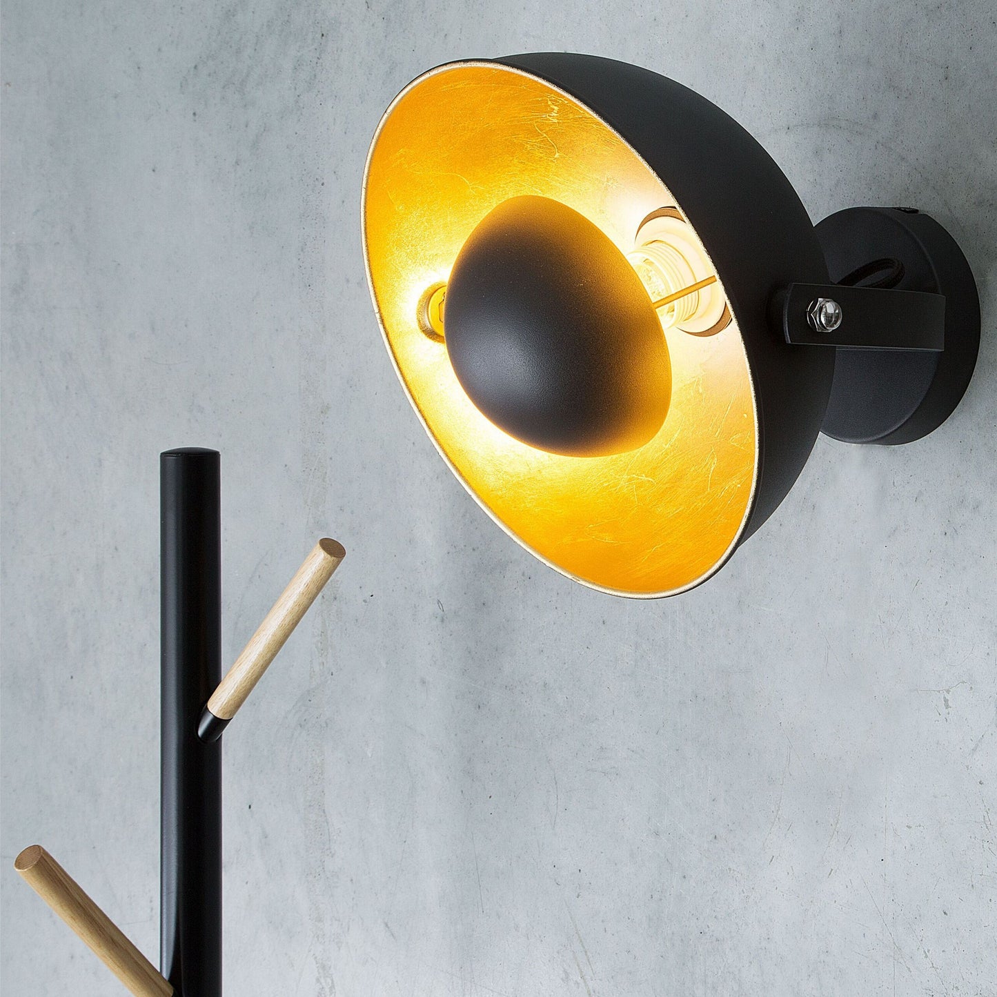 Two Tone Black Gold Adjustable Wall Lamp Industrial Style For Modern Homes