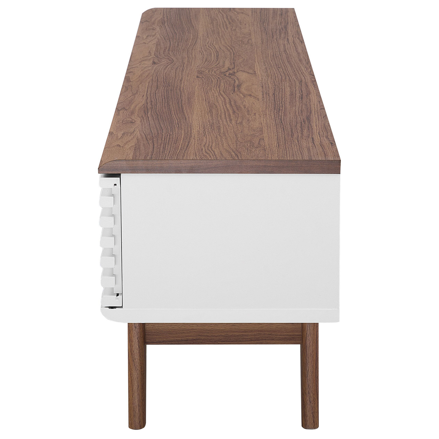 TV Stand Dark Brown White Up To 67In Five Shelves Drawer Modern