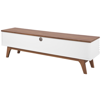 TV Stand Dark Brown White Up To 67In Five Shelves Drawer Modern