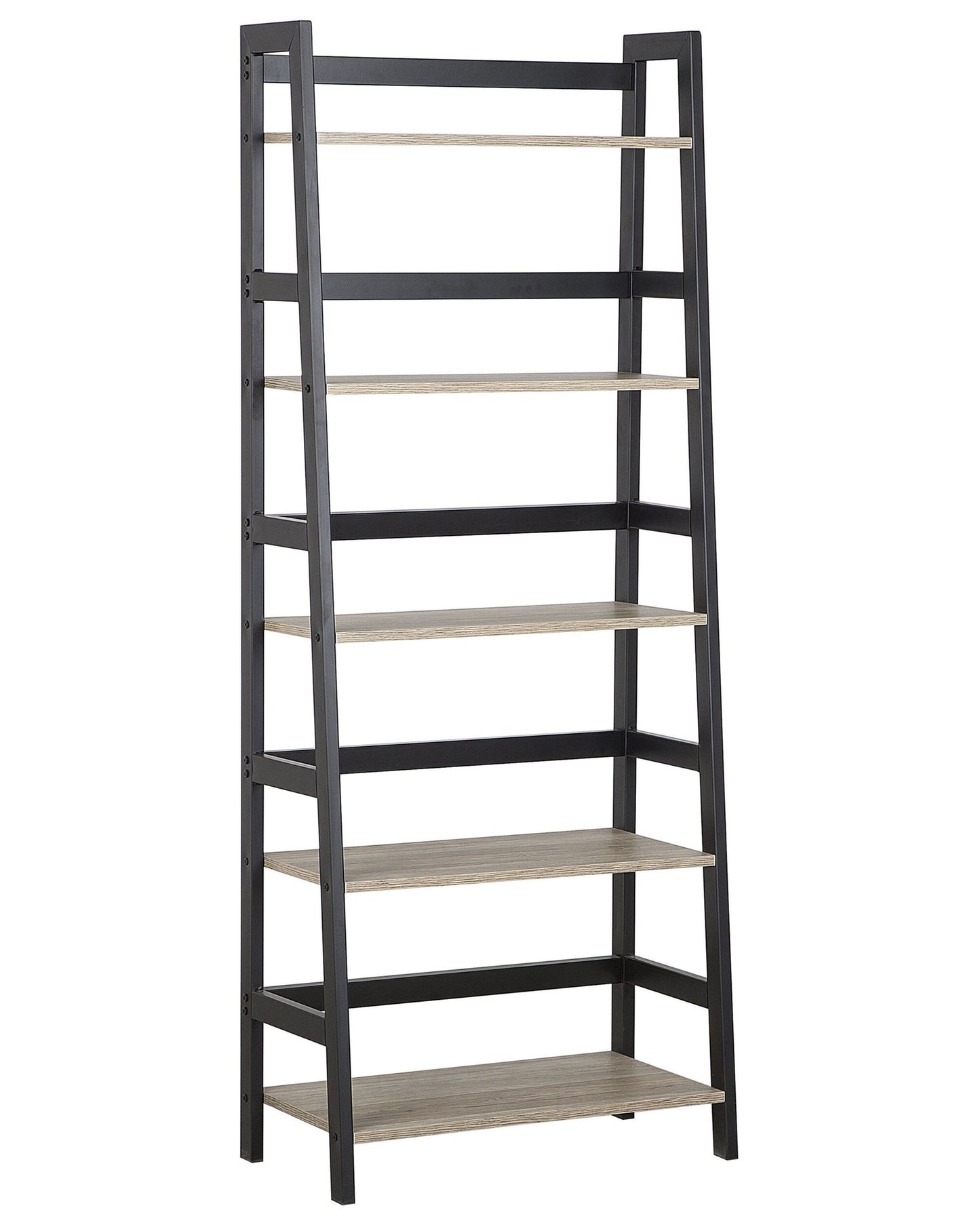 Name Ladder Bookcase 5 Tier Leaning Shelving Rack Black And Light Brown 163 x 64cm