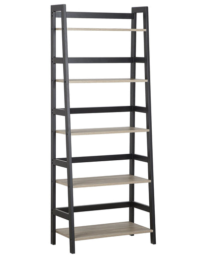 Name Ladder Bookcase 5 Tier Leaning Shelving Rack Black And Light Brown 163 x 64cm