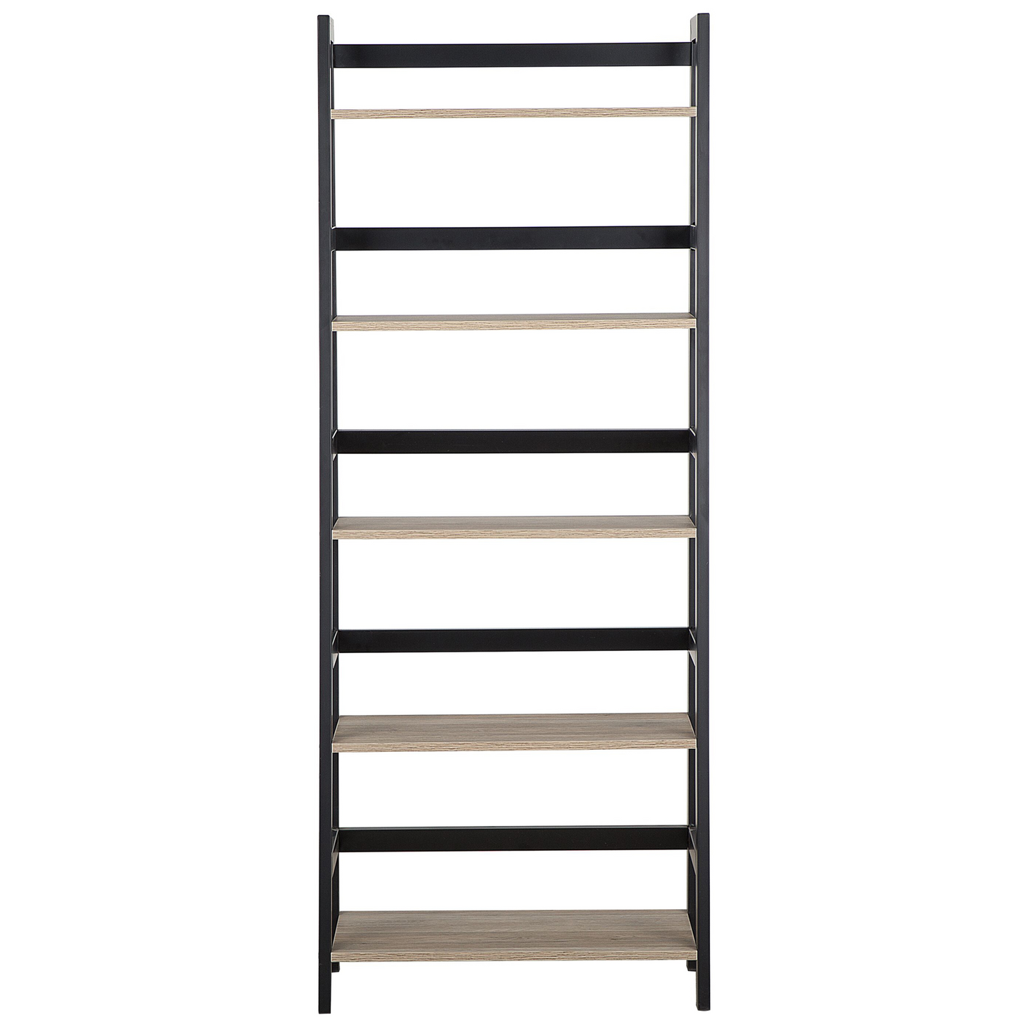 Name Ladder Bookcase 5 Tier Leaning Shelving Rack Black And Light Brown 163 x 64cm