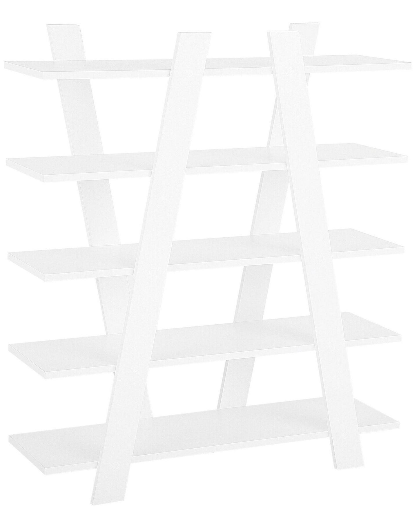 White Bookcase 116 x 100cm 5 Shelf Scandinavian