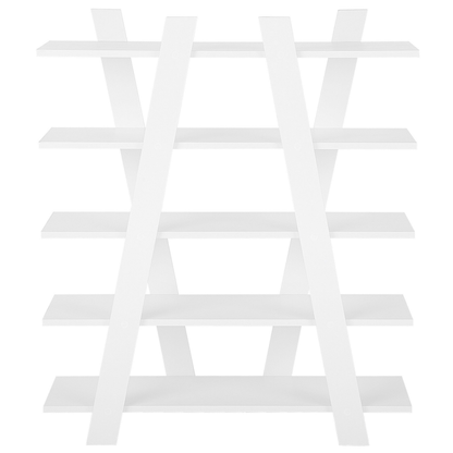 White Bookcase 116 x 100cm 5 Shelf Scandinavian