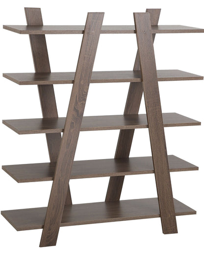 Brown Bookcase 116 x 100cm Five Shelves Scandinavian Modern Living Room Storage