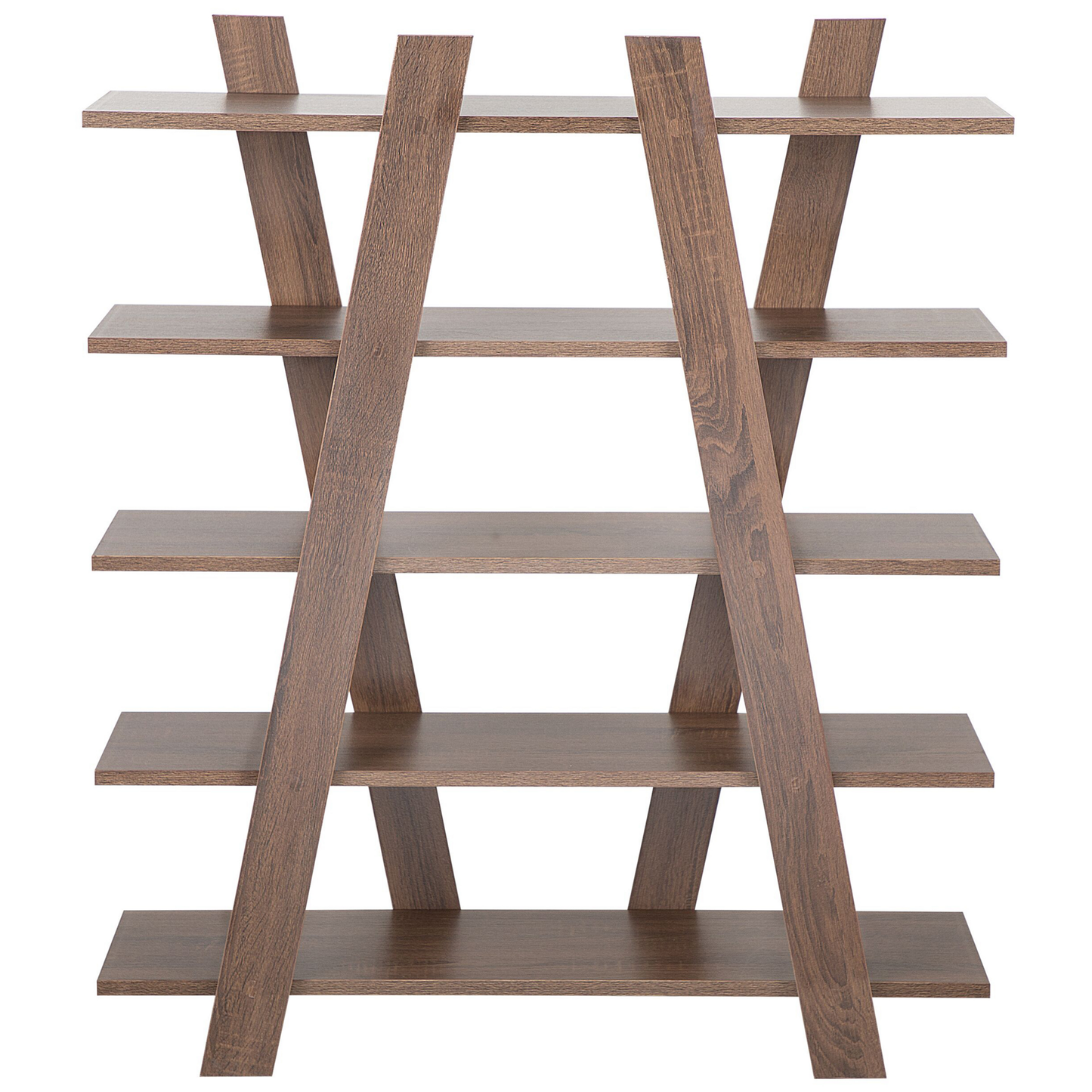 Brown Bookcase 116 x 100cm Five Shelves Scandinavian Modern Living Room Storage