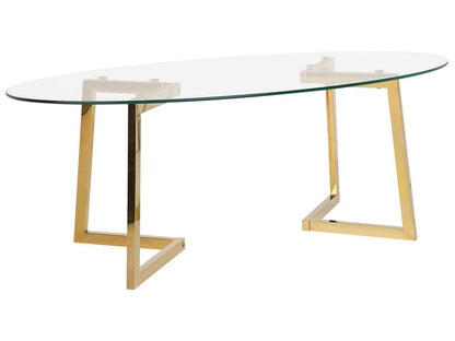 Coffee Table Gold Glass 120 x 60cm Metal Legs
