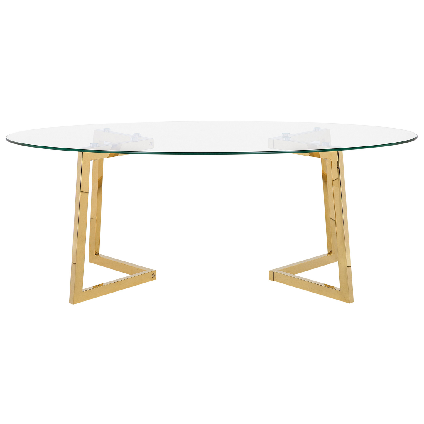 Coffee Table Gold Glass 120 x 60cm Metal Legs