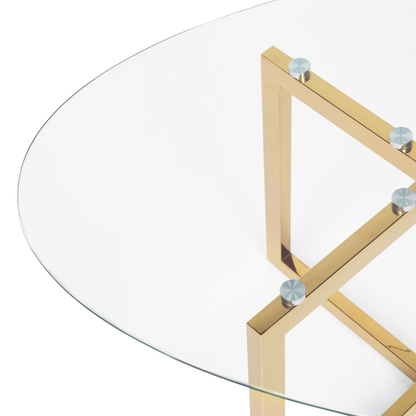 Coffee Table Gold Glass 120 x 60cm Metal Legs